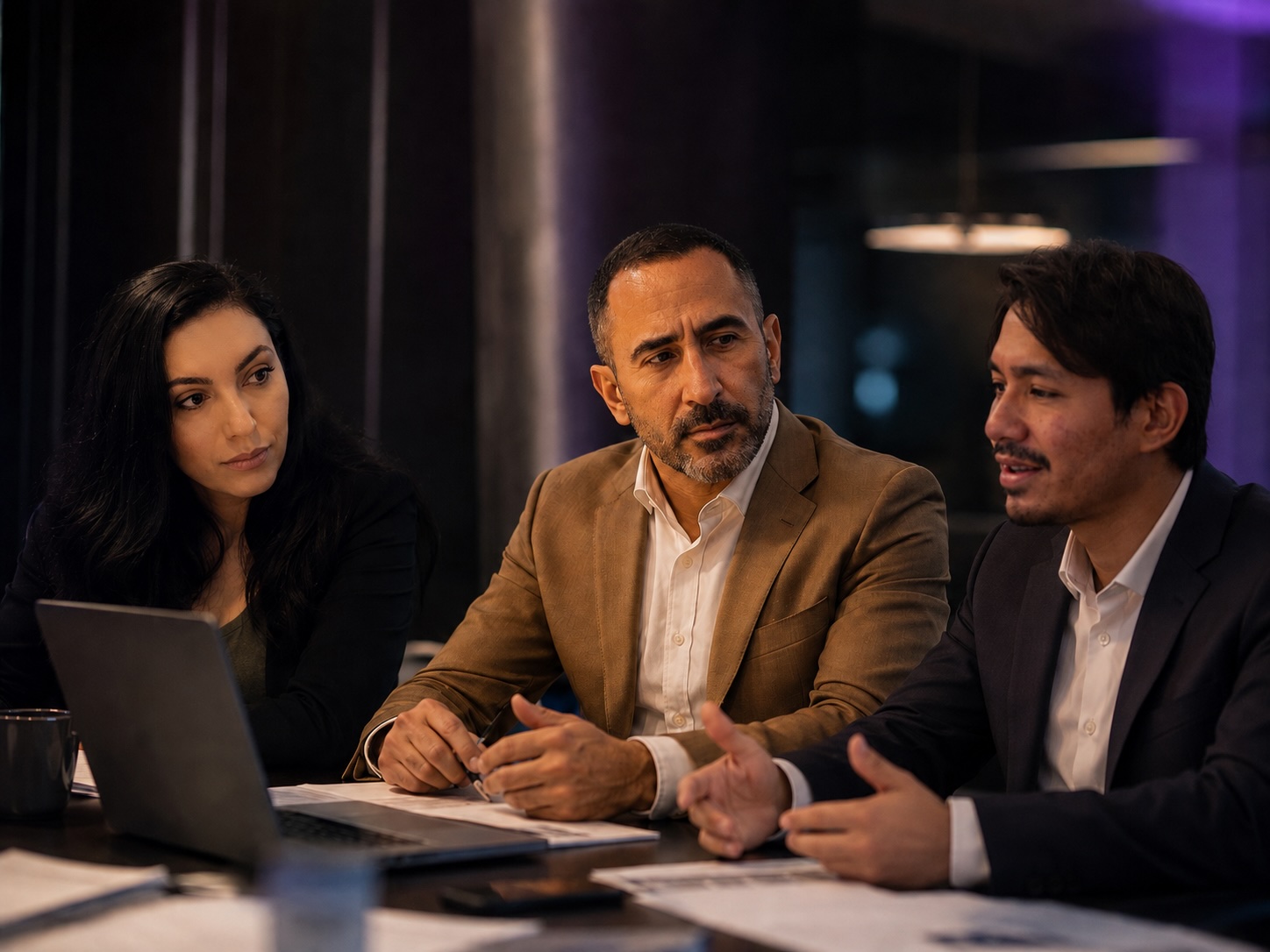 The BizKey Hub leadership team working together around a conference table
